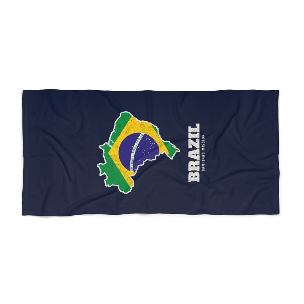 Brazil Campinas Mission flag map beach towel by Weak Things view 2