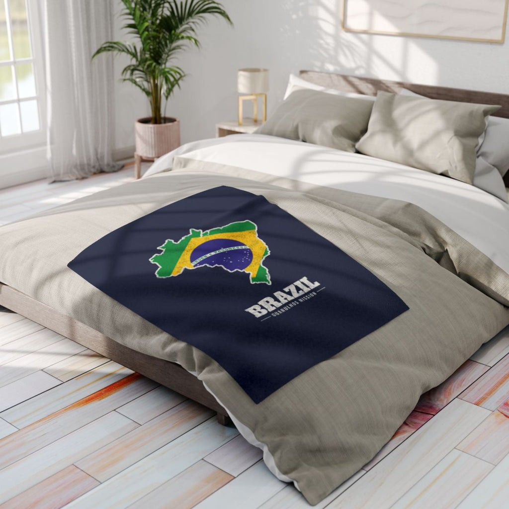 Brazil Guarulhos Mission flag map fleece blanket by Weak Things view 4