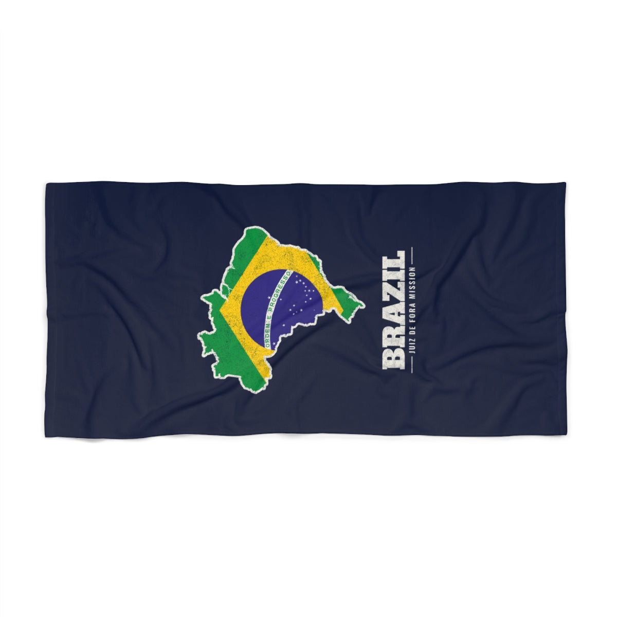 Brazil Juiz de Fora Mission flag map beach towel by Weak Things view 2