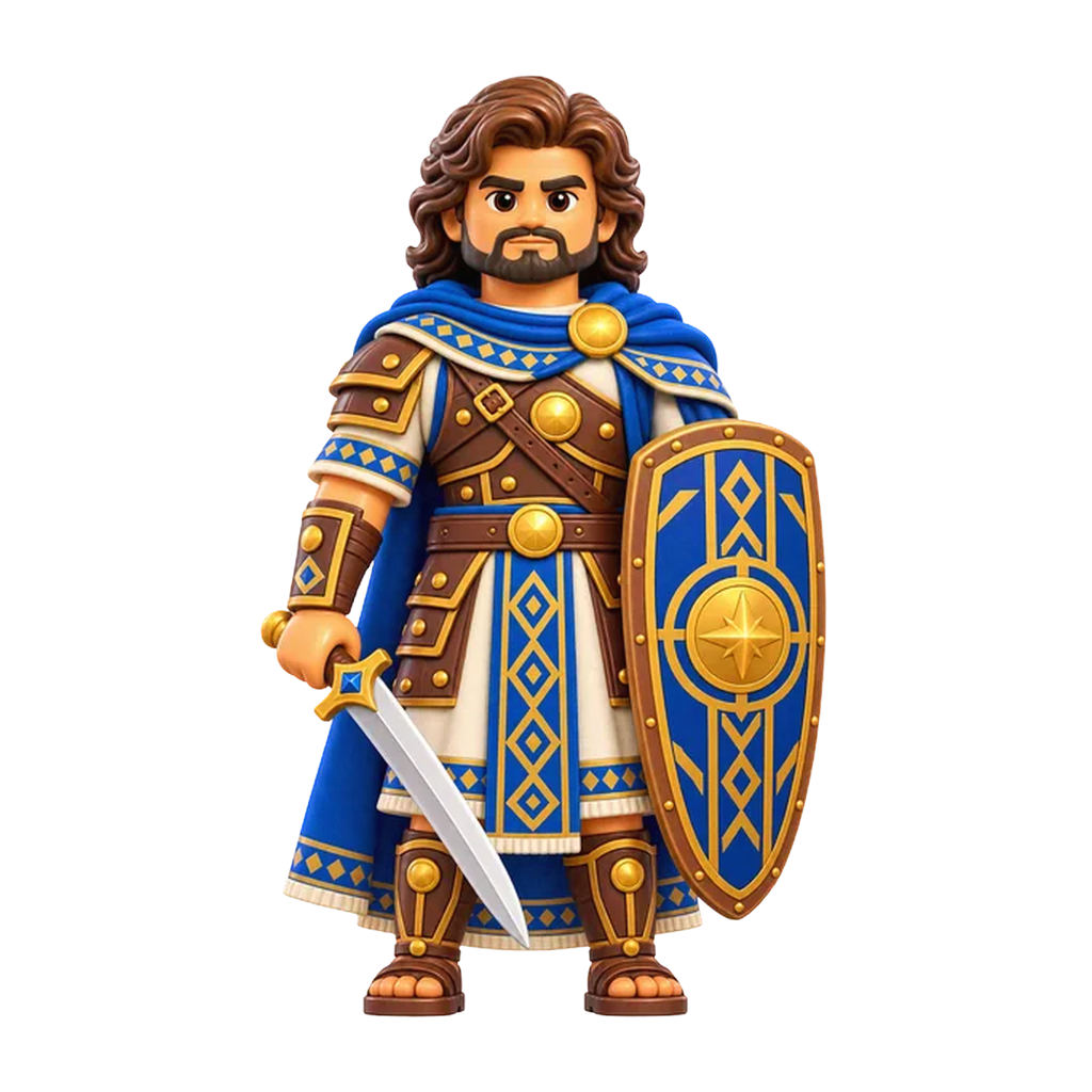 Lehi (Nephite Captain) brick figure, the design printed on this tie