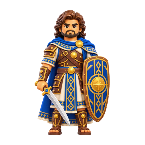 Lehi (Nephite Captain) brick figure, the design printed on this tie