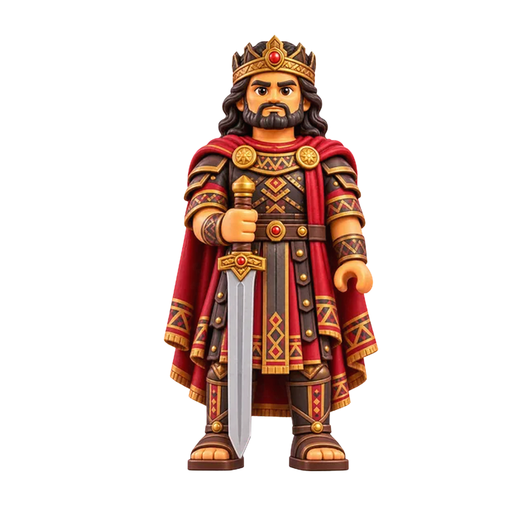 Coriantumr (Jaredite King) brick figure, the design printed on this pair of socks