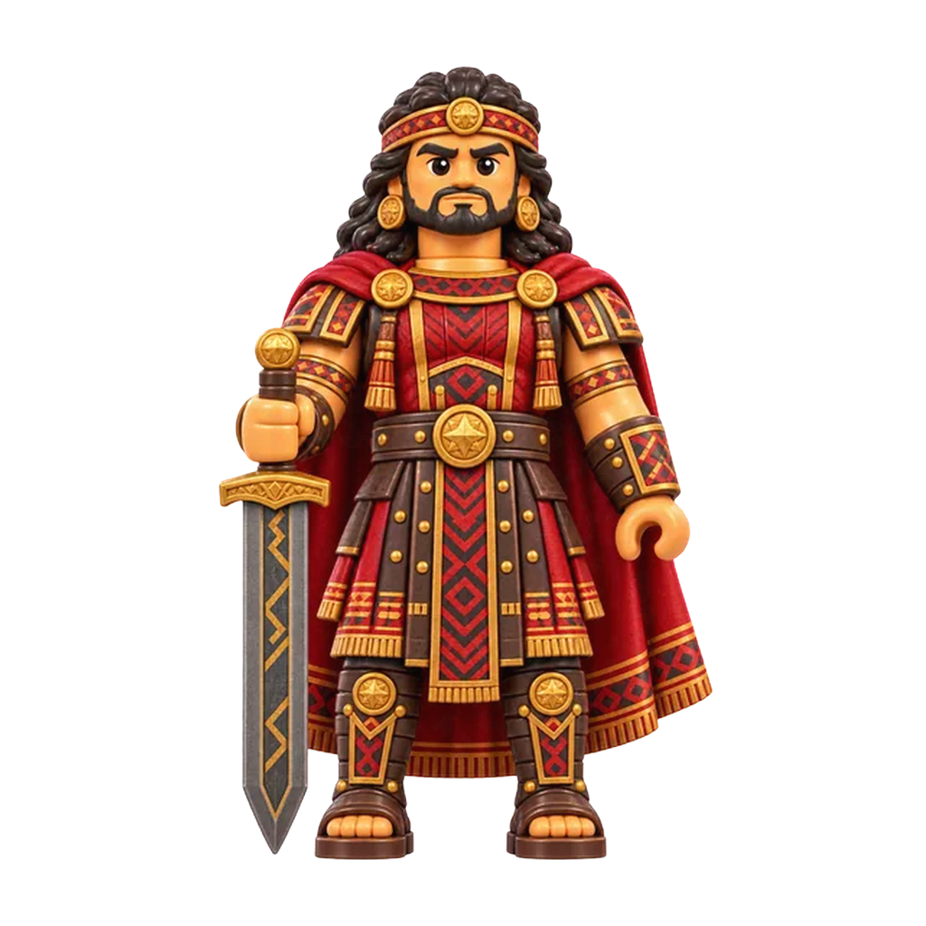 Coriantumr (Nephite Dissenter) brick figure, the design printed on this tie