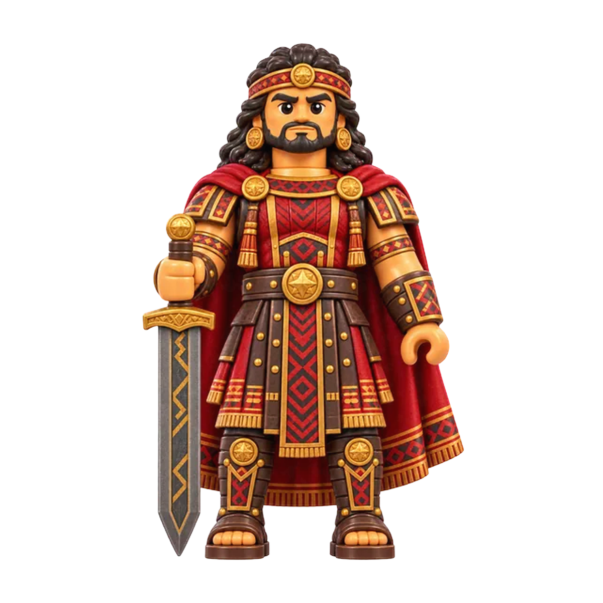 Coriantumr (Nephite Dissenter) brick figure, the design printed on this pair of socks