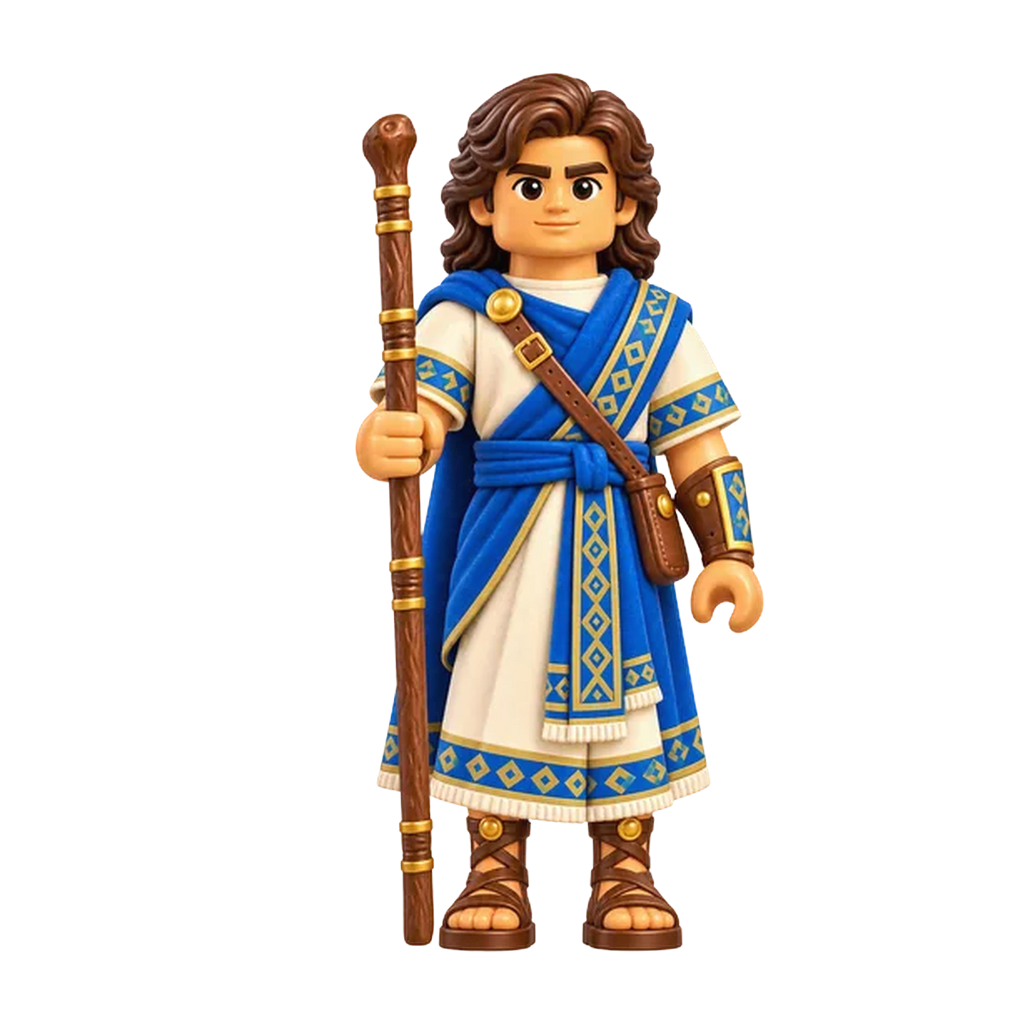 Joseph (son of Lehi) brick figure, the design printed on this pair of socks