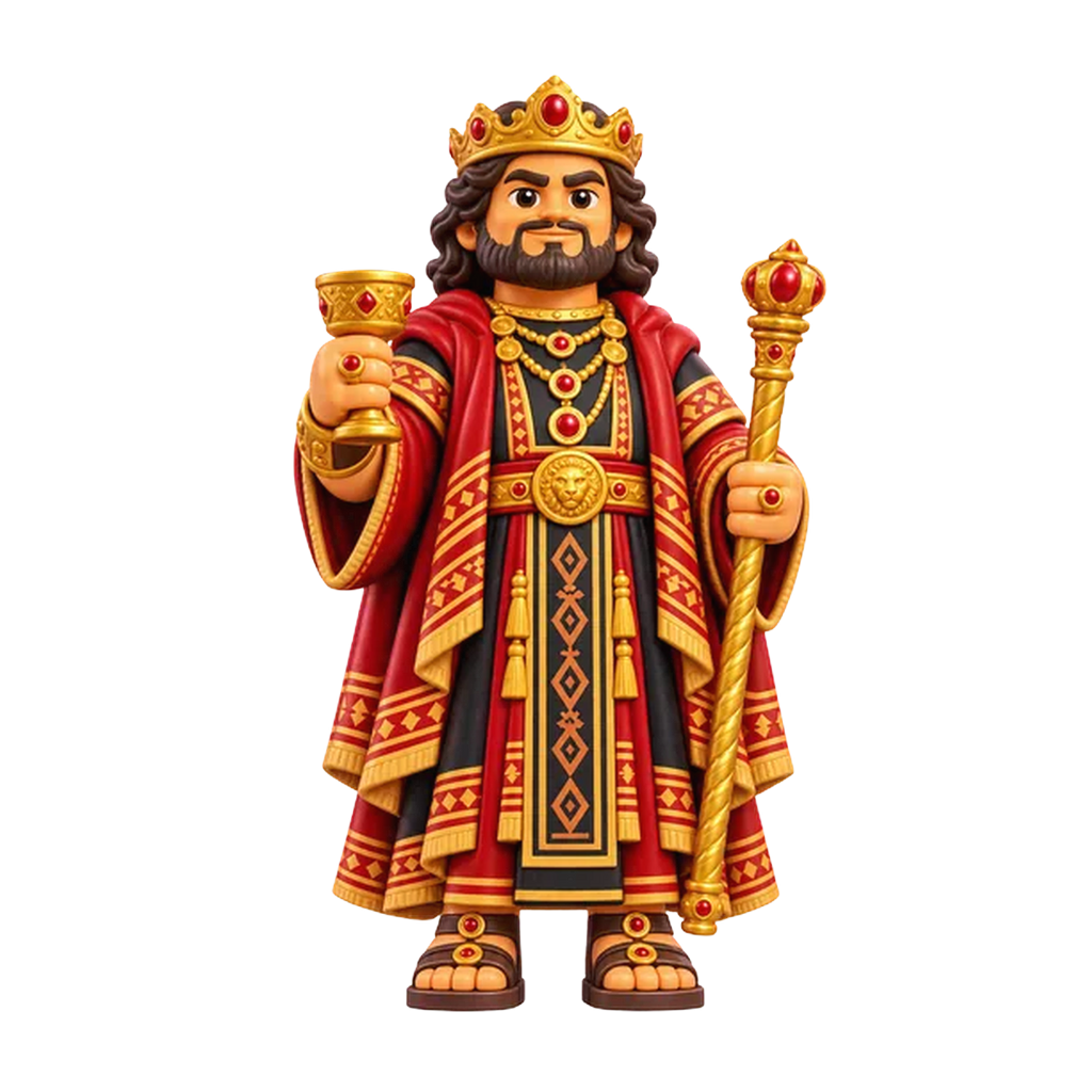 King Noah brick figure, the design printed on this pair of socks