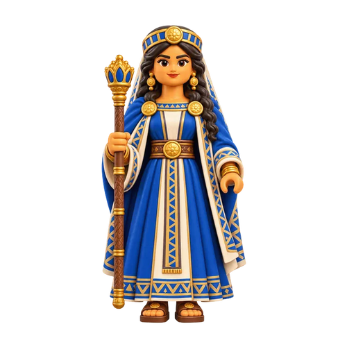 The Queen (Lamoni's Wife) brick figure, the design printed on this tie
