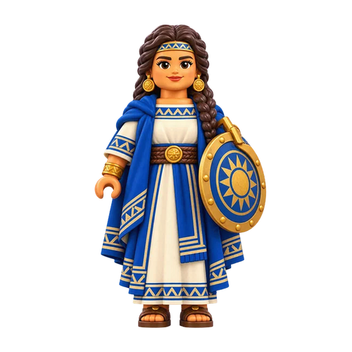 Mother of the Stripling Warriors brick figure, the design printed on this tie