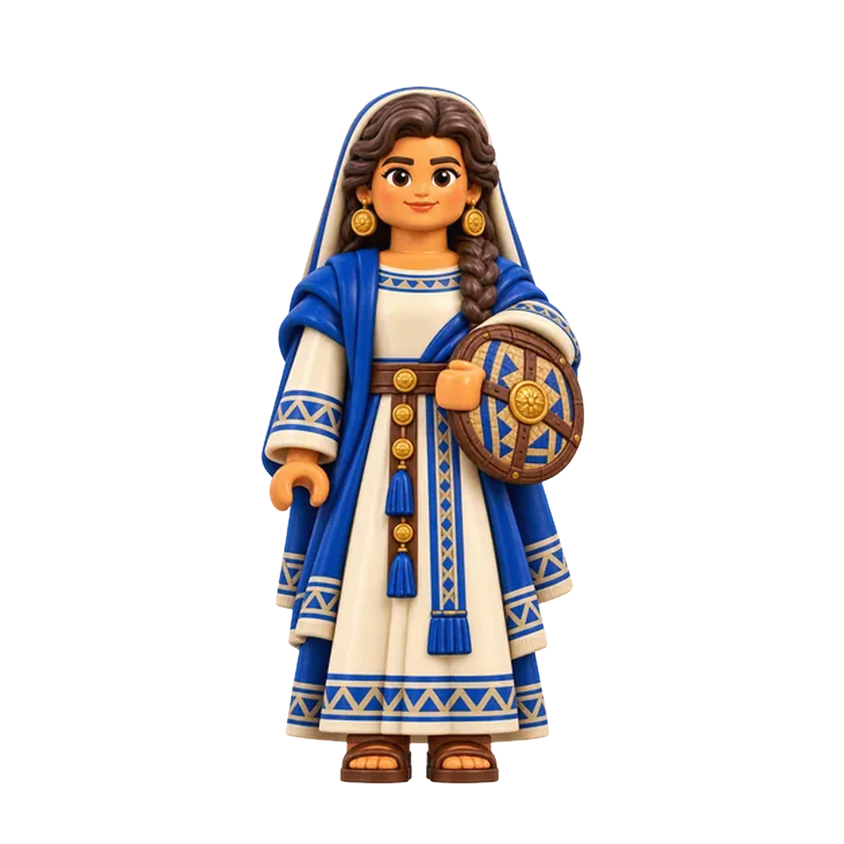 Nephite Mother brick figure, the design printed on this pair of socks