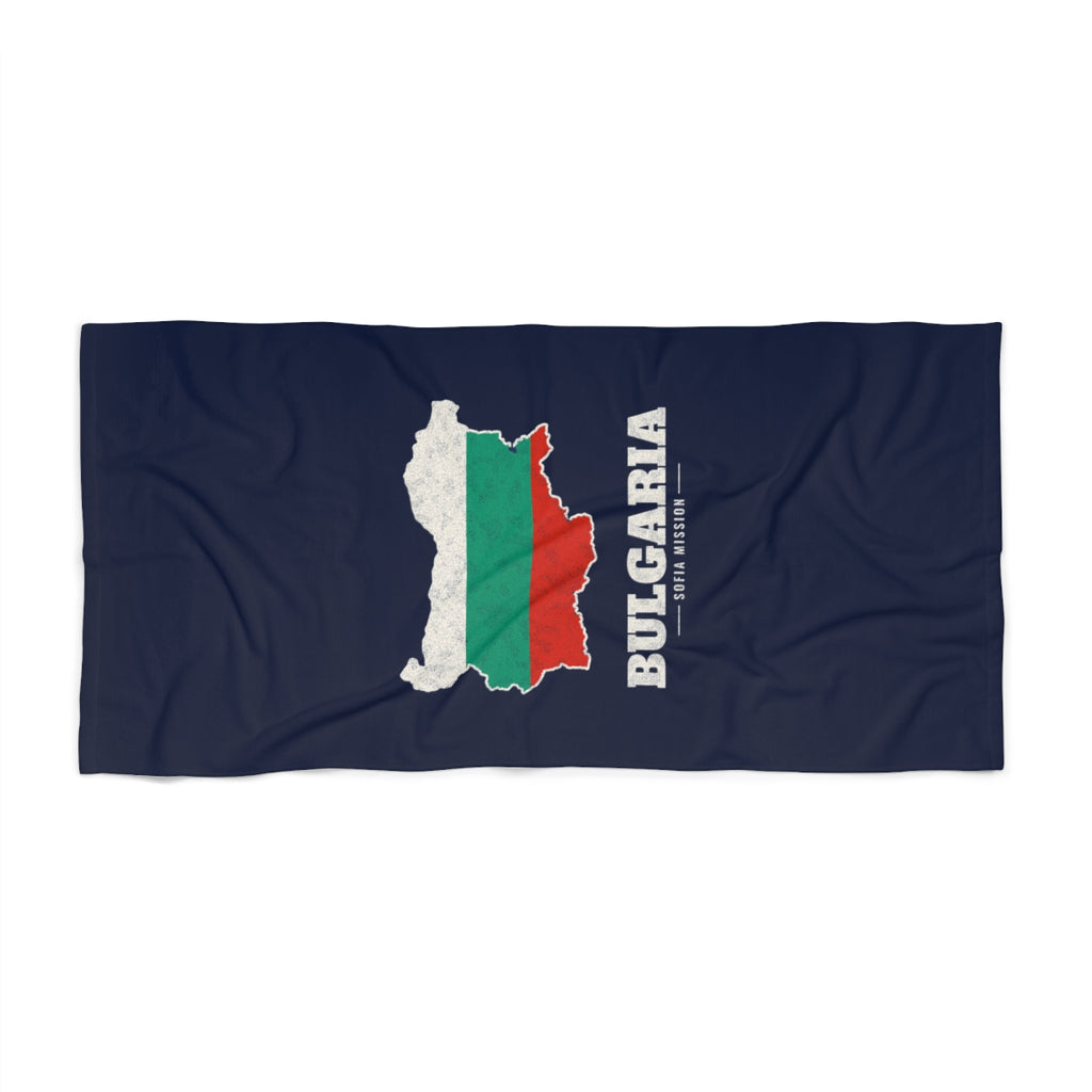 Bulgaria Sofia Mission flag map beach towel by Weak Things view 2