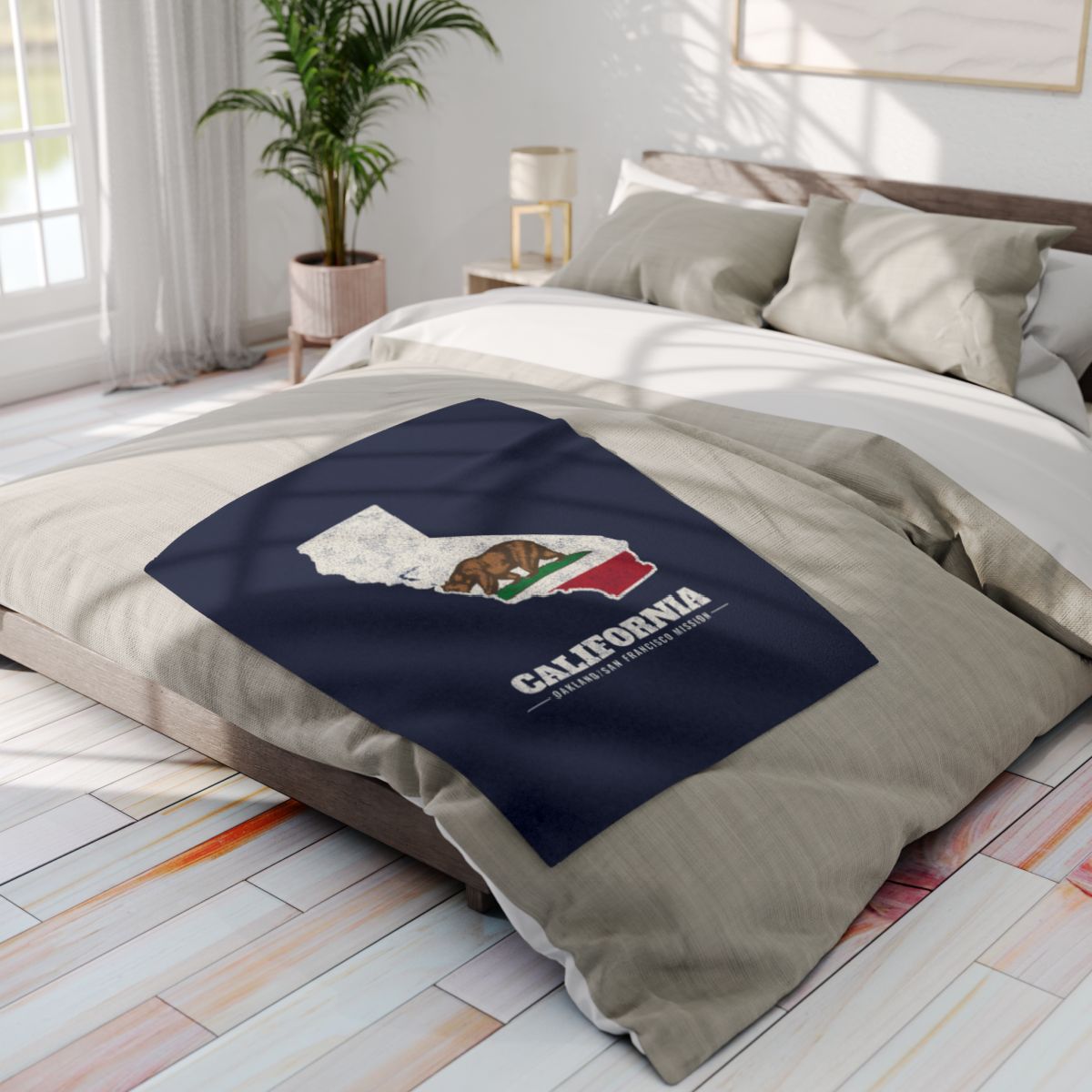 California Oakland/San Francisco Mission flag map fleece blanket by Weak Things view 4