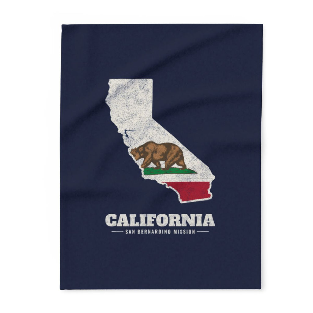 California San Bernardino Mission flag map fleece blanket by Weak Things