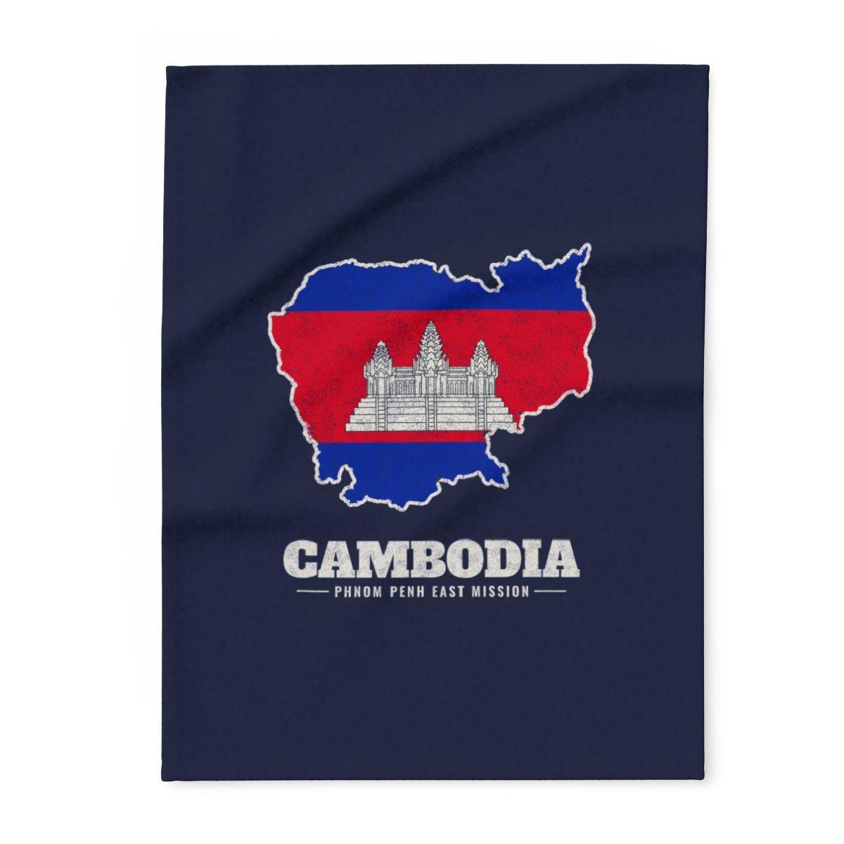 Cambodia Phnom Penh East Mission flag map fleece blanket by Weak Things