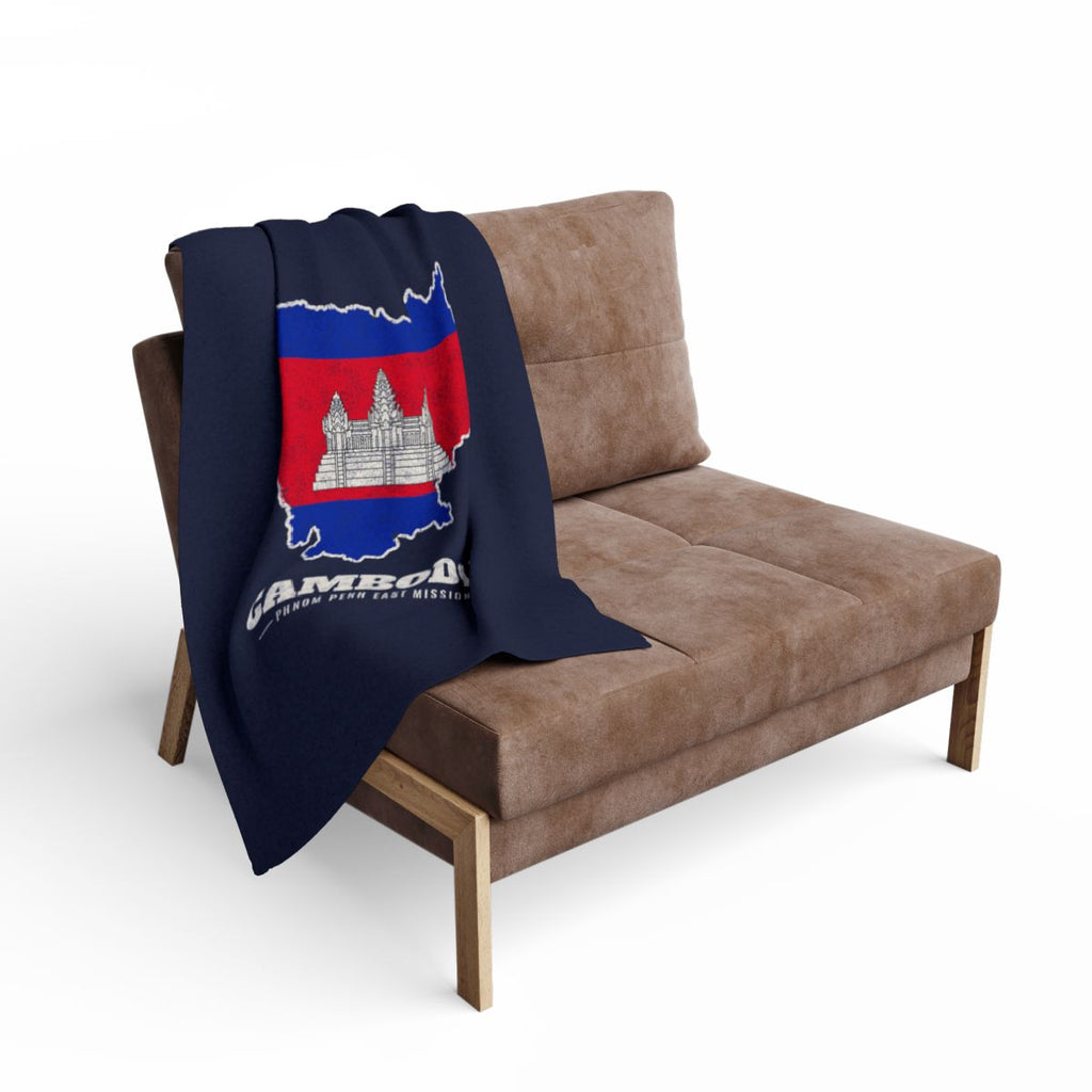 Cambodia Phnom Penh East Mission flag map fleece blanket by Weak Things view 2