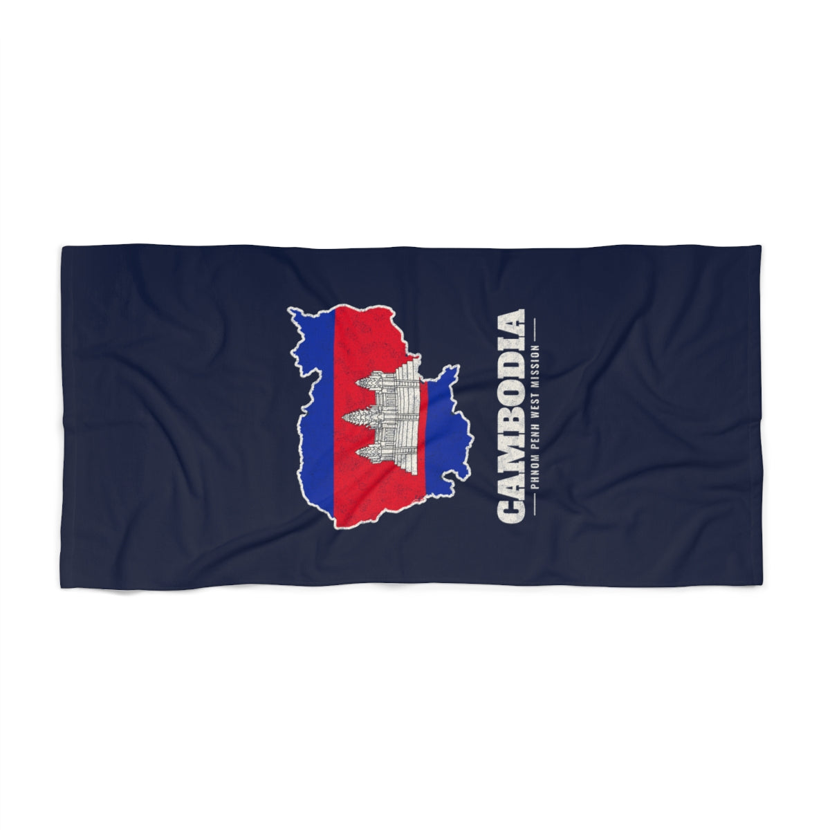 Cambodia Phnom Penh West Mission flag map beach towel by Weak Things view 2