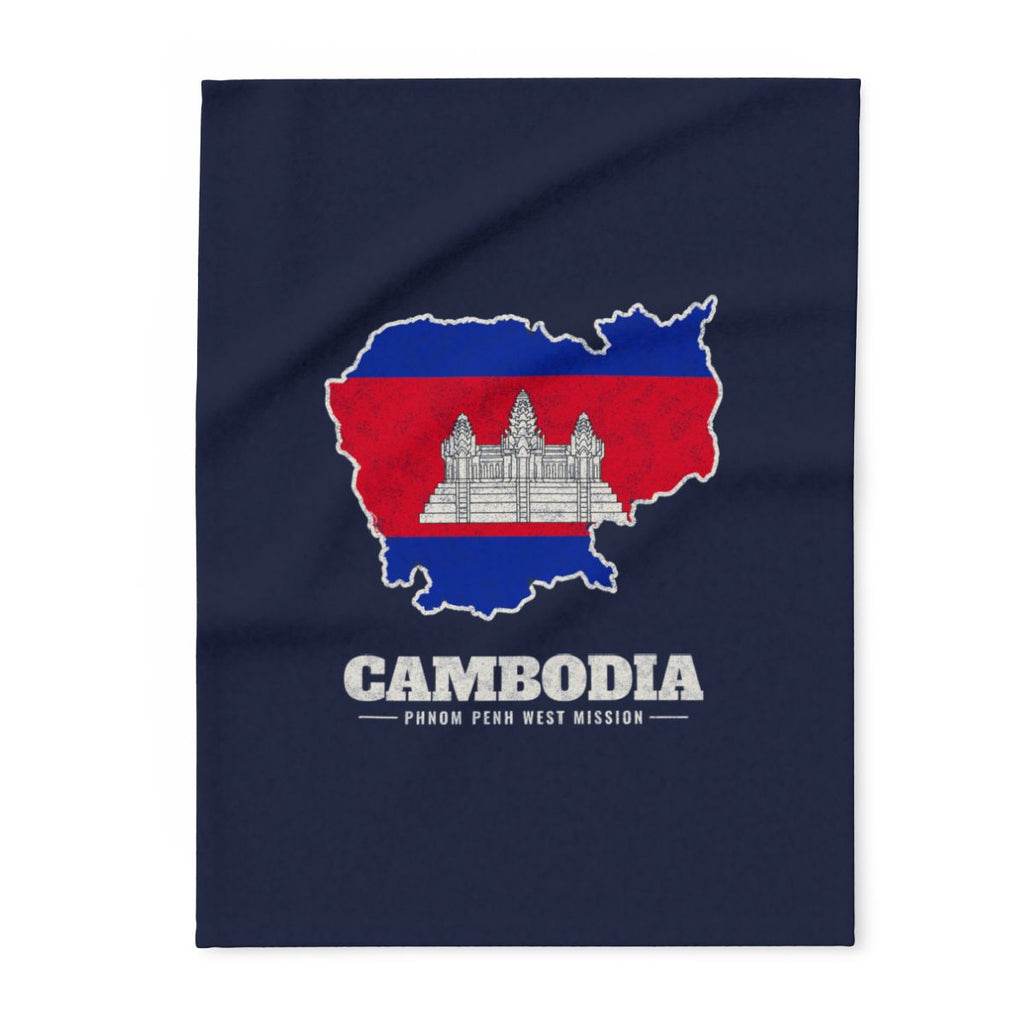 Cambodia Phnom Penh West Mission flag map fleece blanket by Weak Things