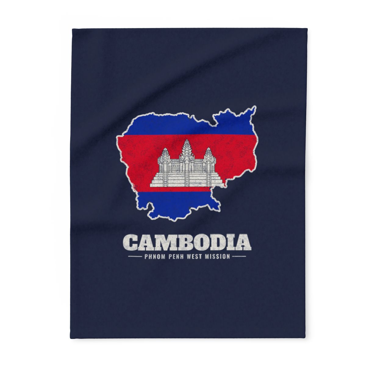 Cambodia Phnom Penh West Mission flag map fleece blanket by Weak Things