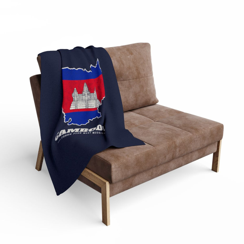 Cambodia Phnom Penh West Mission flag map fleece blanket by Weak Things view 2