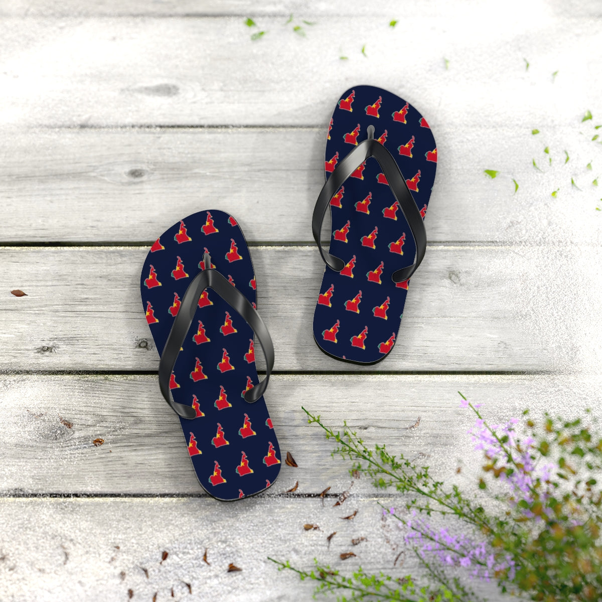 Cameroon Mission flag map flip flops by Weak Things