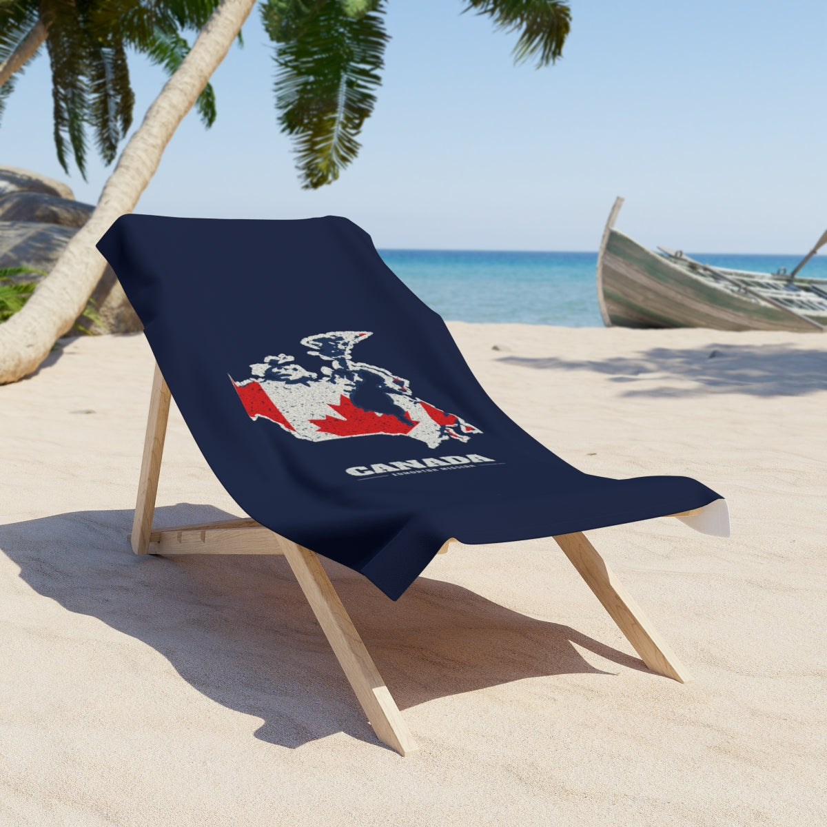 Canada Edmonton Mission flag map beach towel by Weak Things