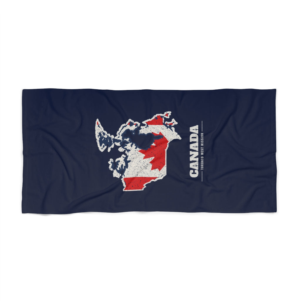 Canada Toronto West Mission flag map beach towel by Weak Things view 2