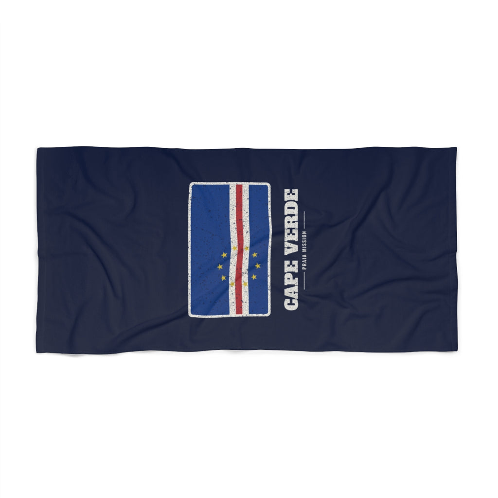 Cape Verde Praia Mission flag map beach towel by Weak Things view 2