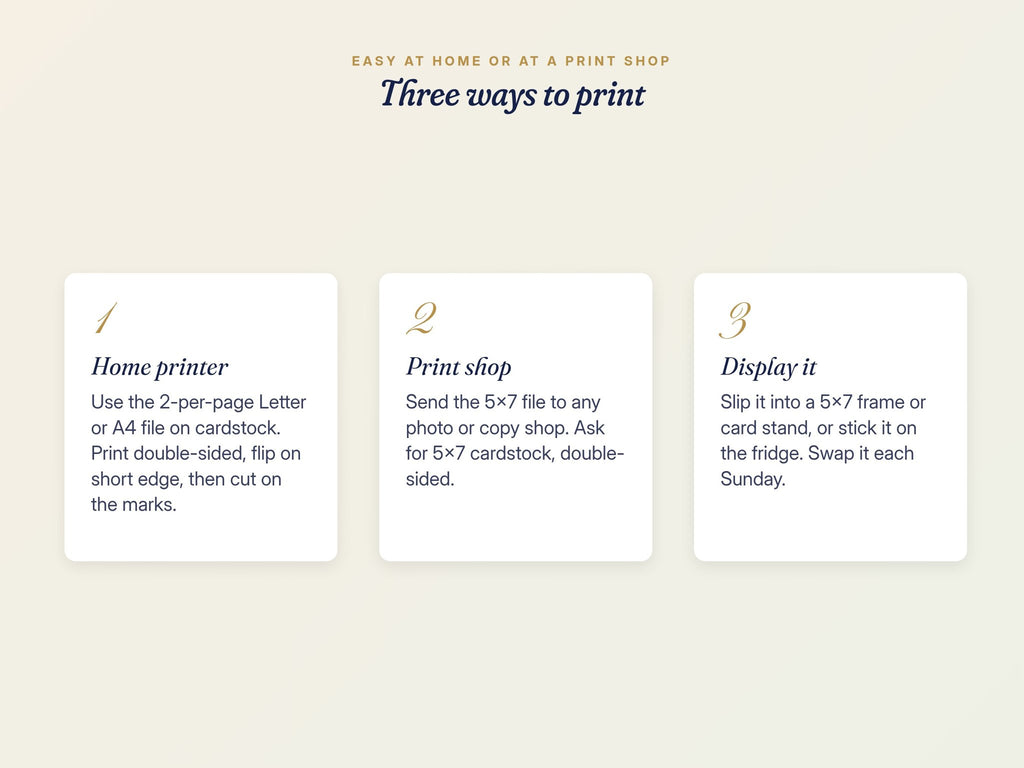 Three ways to print the cards