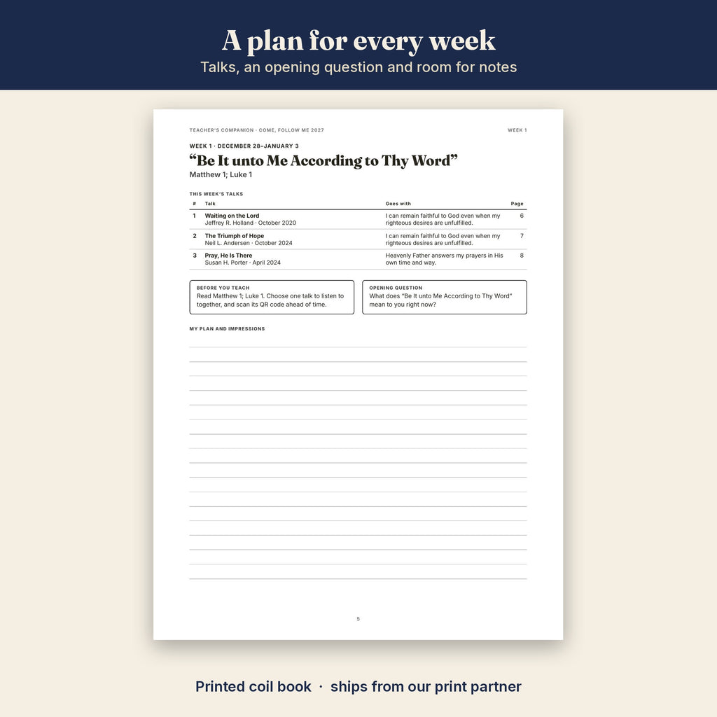Come, Follow Me 2027 Teacher's Companion sample page