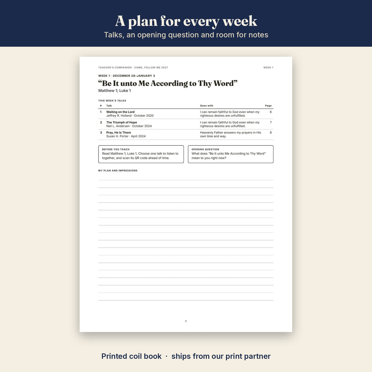 Come, Follow Me 2027 Teacher's Companion sample page
