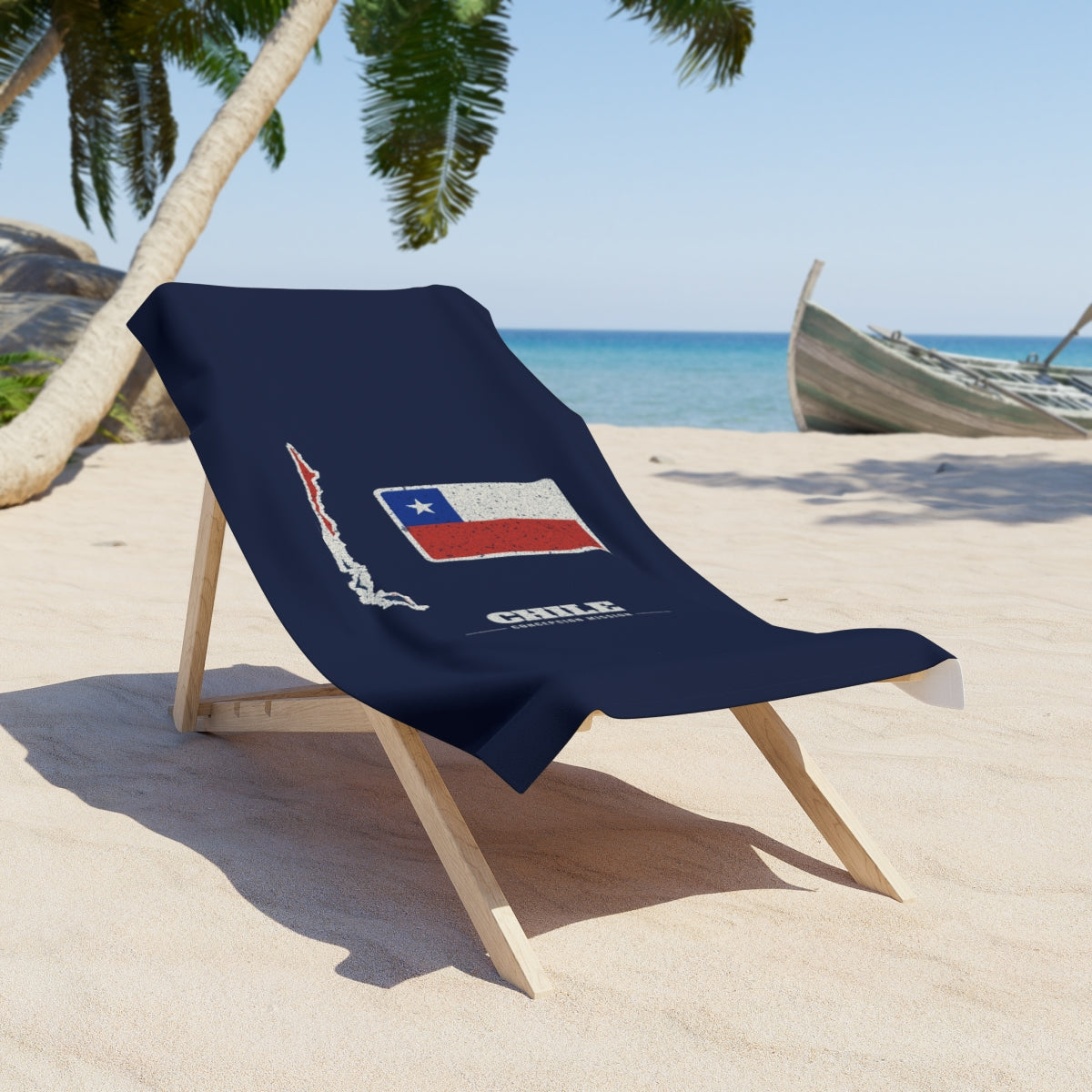 Chile Concepcion Mission flag map beach towel by Weak Things