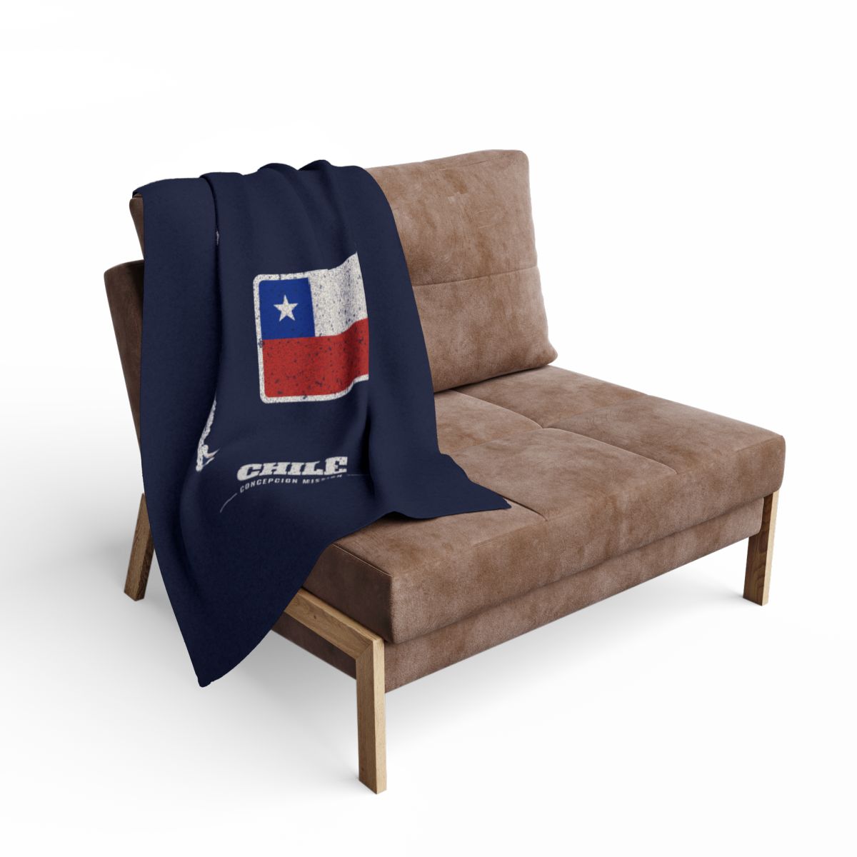 Chile Concepcion Mission flag map fleece blanket by Weak Things view 2