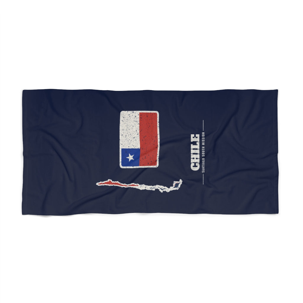 Chile Santiago South Mission flag map beach towel by Weak Things view 2