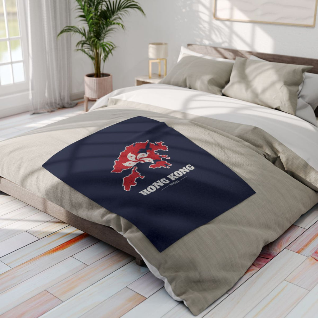 China Hong Kong Mission flag map fleece blanket by Weak Things view 4