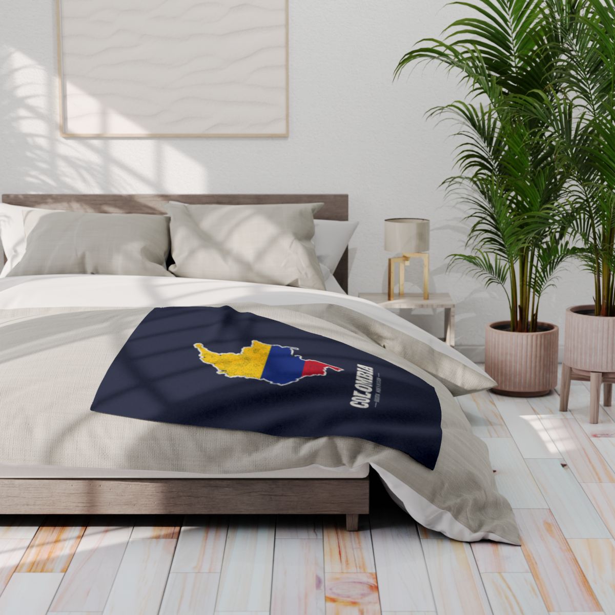 Colombia Bogota North Mission flag map fleece blanket by Weak Things view 3
