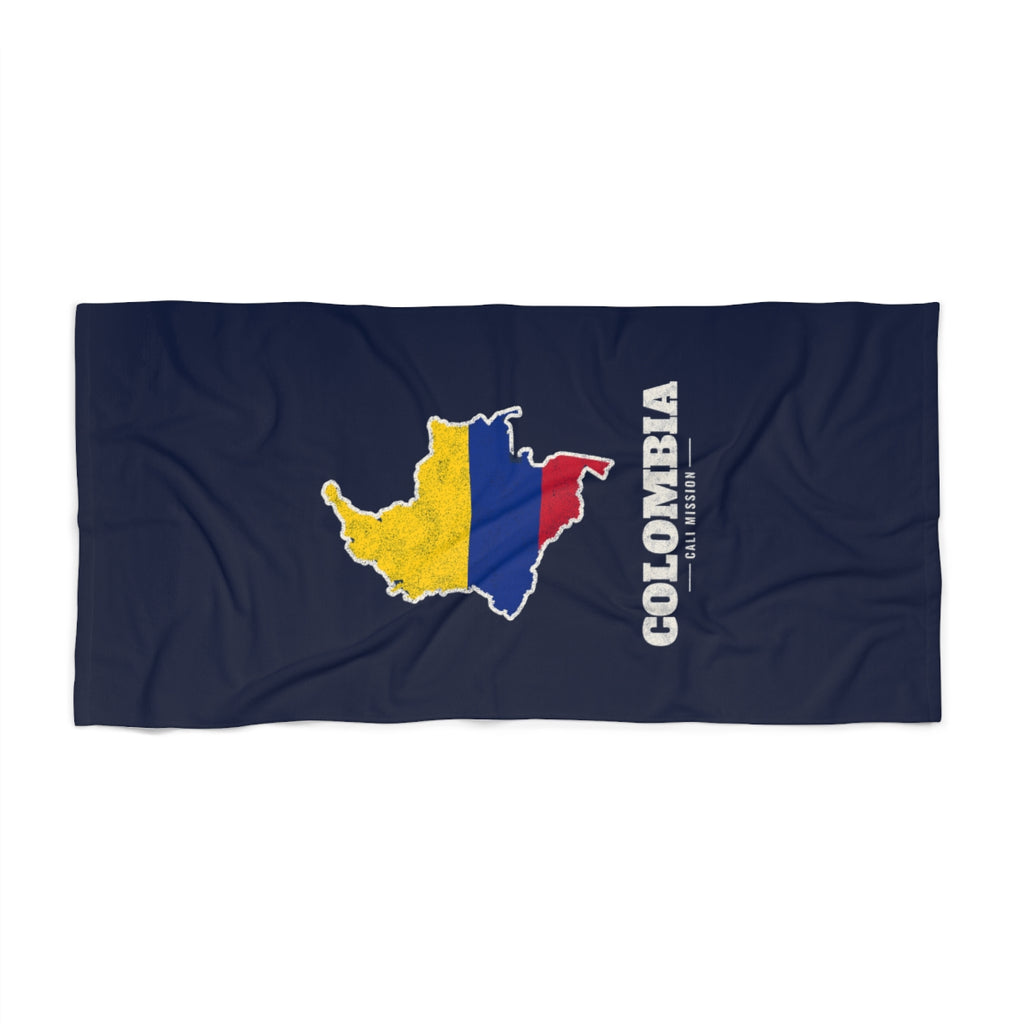 Colombia Cali Mission flag map beach towel by Weak Things view 2