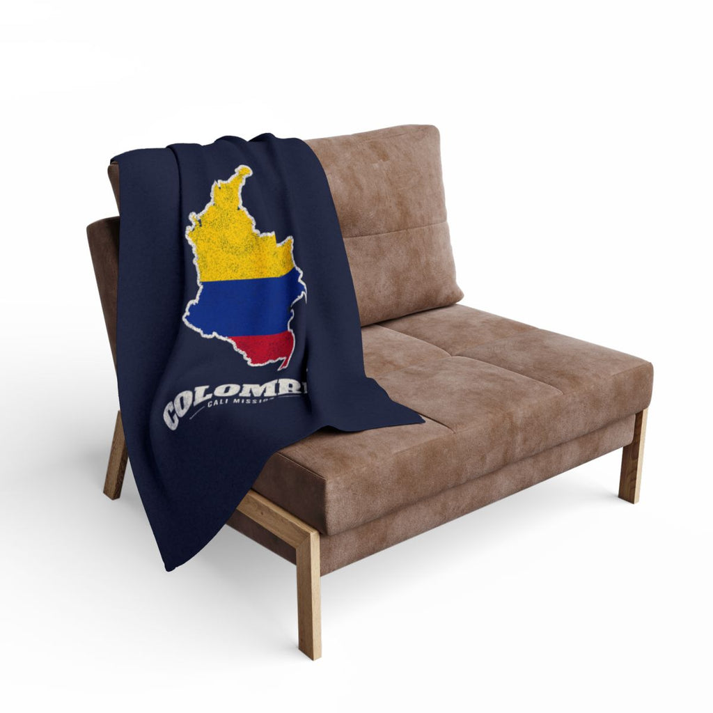 Colombia Cali Mission flag map fleece blanket by Weak Things view 2