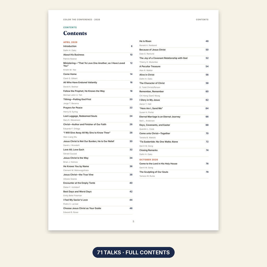 Color the Conference 2026 contents page