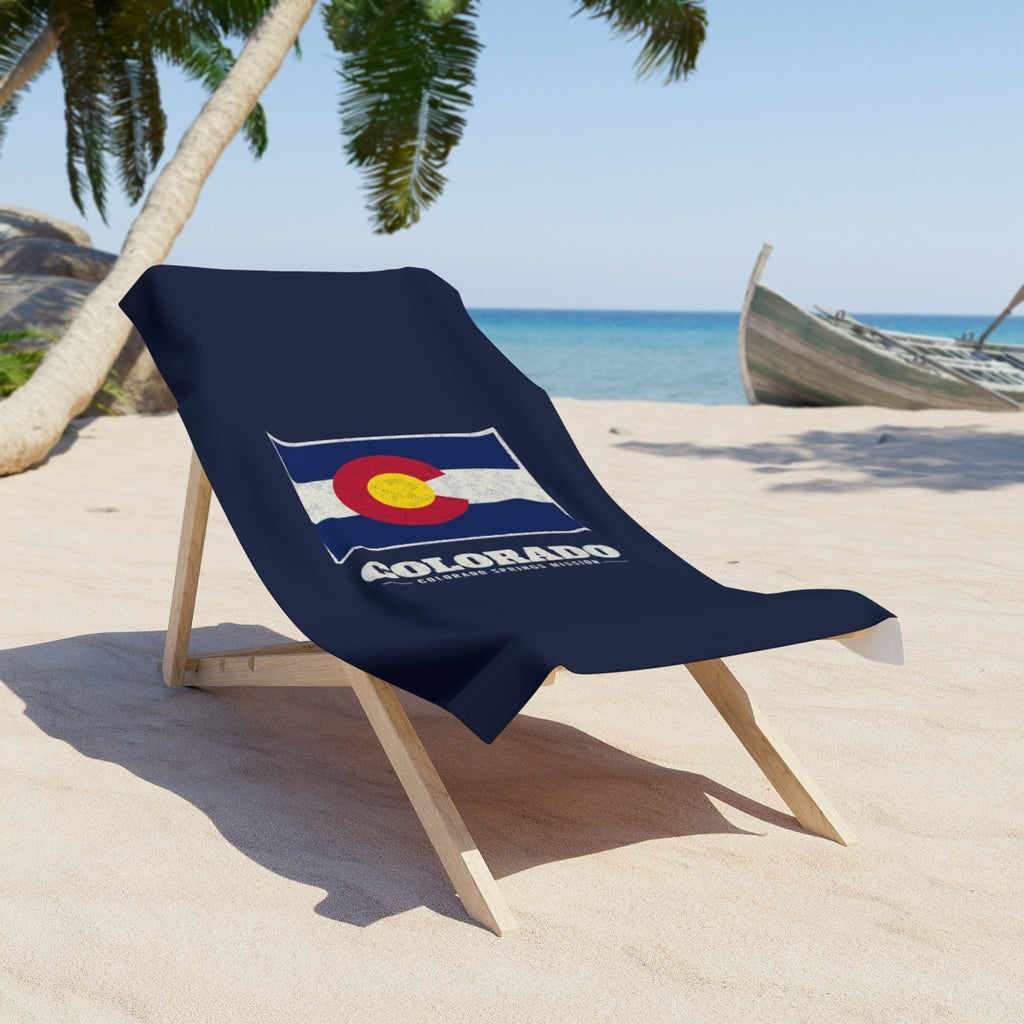 Colorado Colorado Springs Mission flag map beach towel by Weak Things