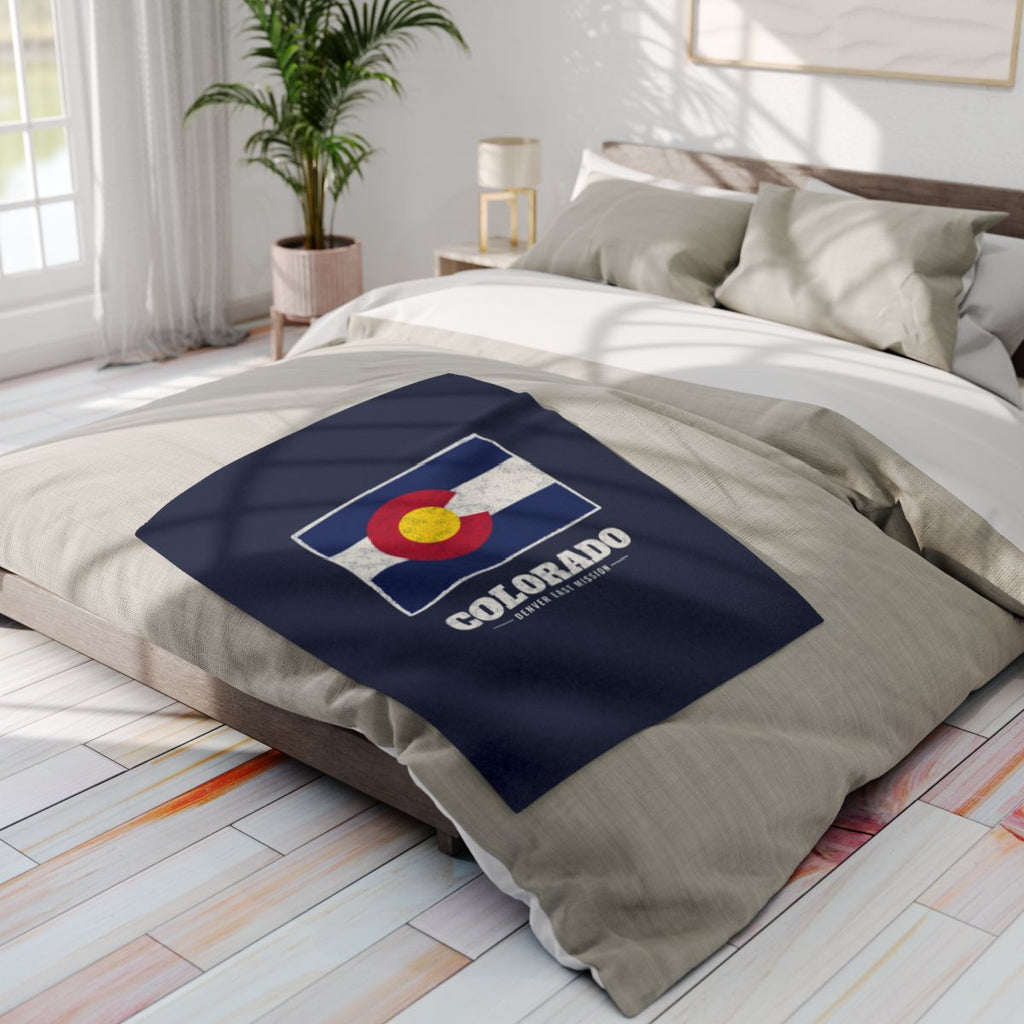Colorado Denver East Mission flag map fleece blanket by Weak Things view 4