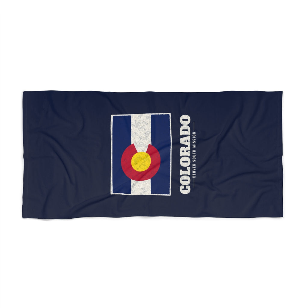 Colorado Denver South Mission flag map beach towel by Weak Things view 2