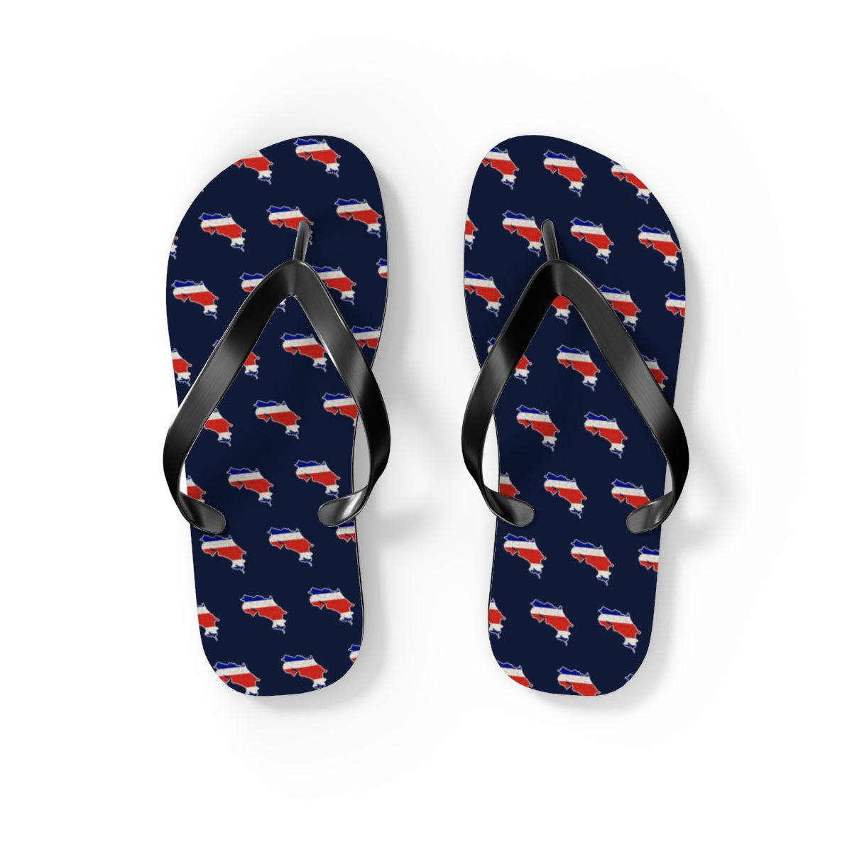 Costa Rica Mission flag map flip flops by Weak Things view 2