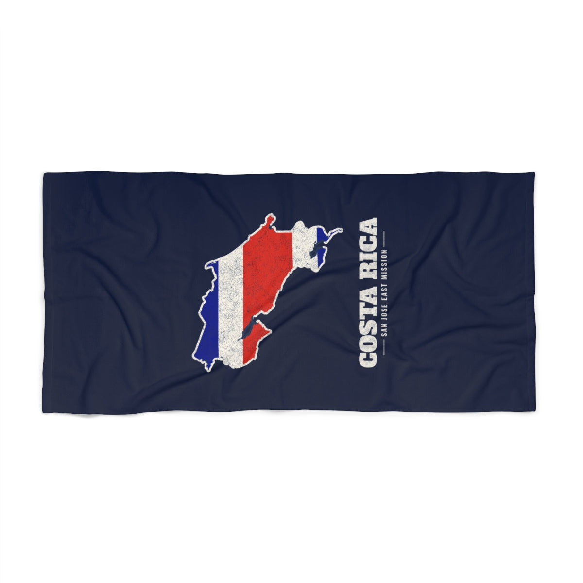 Costa Rica San Jose East Mission flag map beach towel by Weak Things view 2