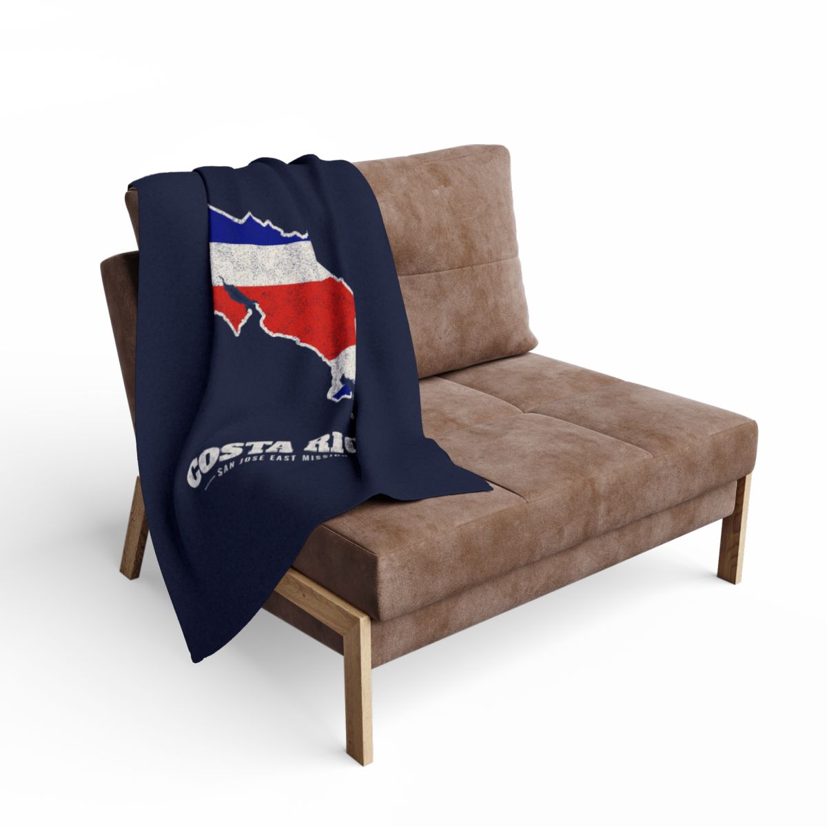 Costa Rica San Jose East Mission flag map fleece blanket by Weak Things view 2