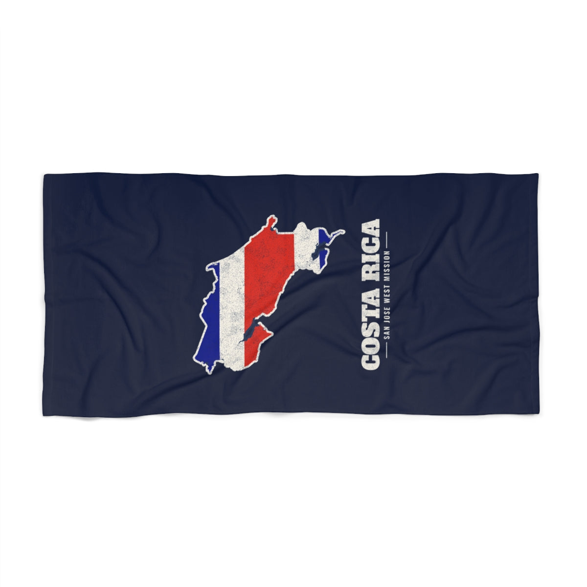 Costa Rica San Jose West Mission flag map beach towel by Weak Things view 2