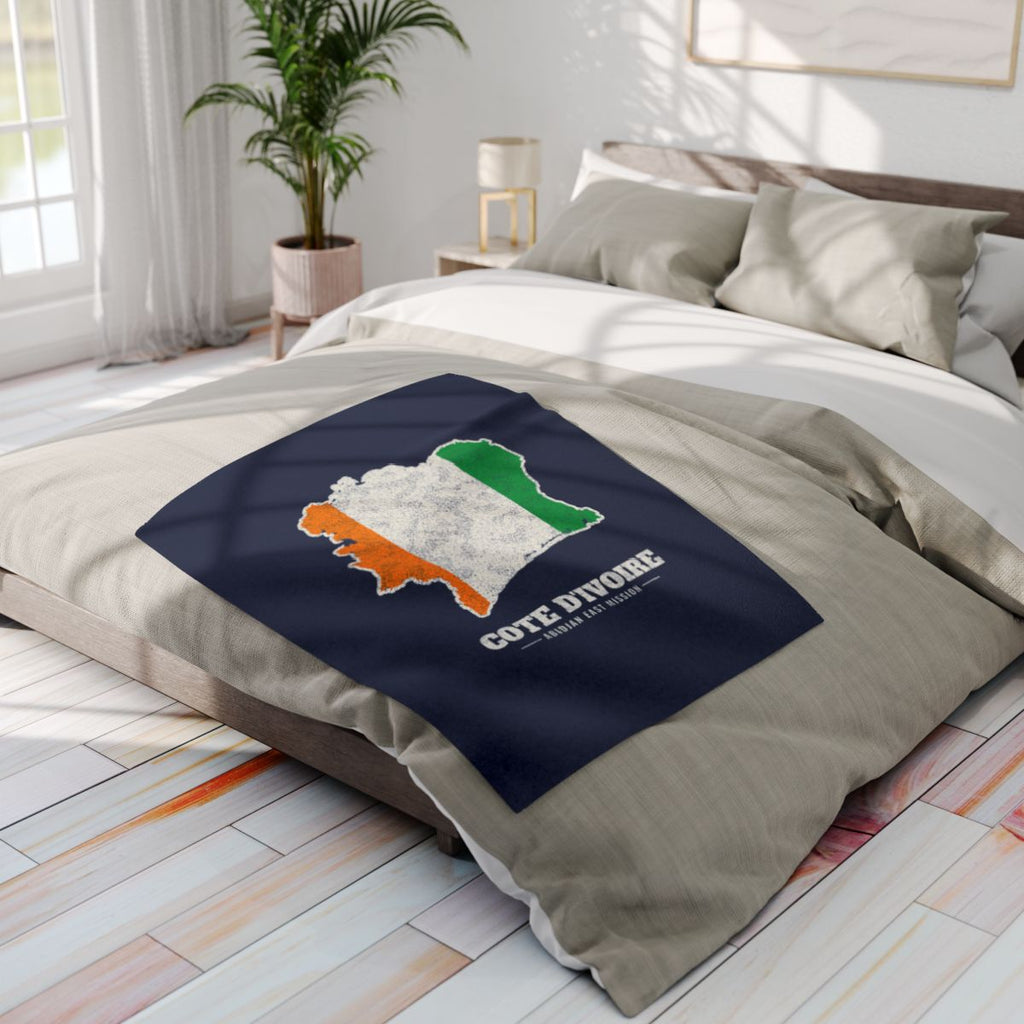 Cote d'Ivoire Abidjan East Mission flag map fleece blanket by Weak Things view 4