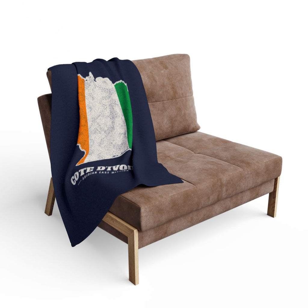 Cote d'Ivoire Abidjan East Mission flag map fleece blanket by Weak Things view 2