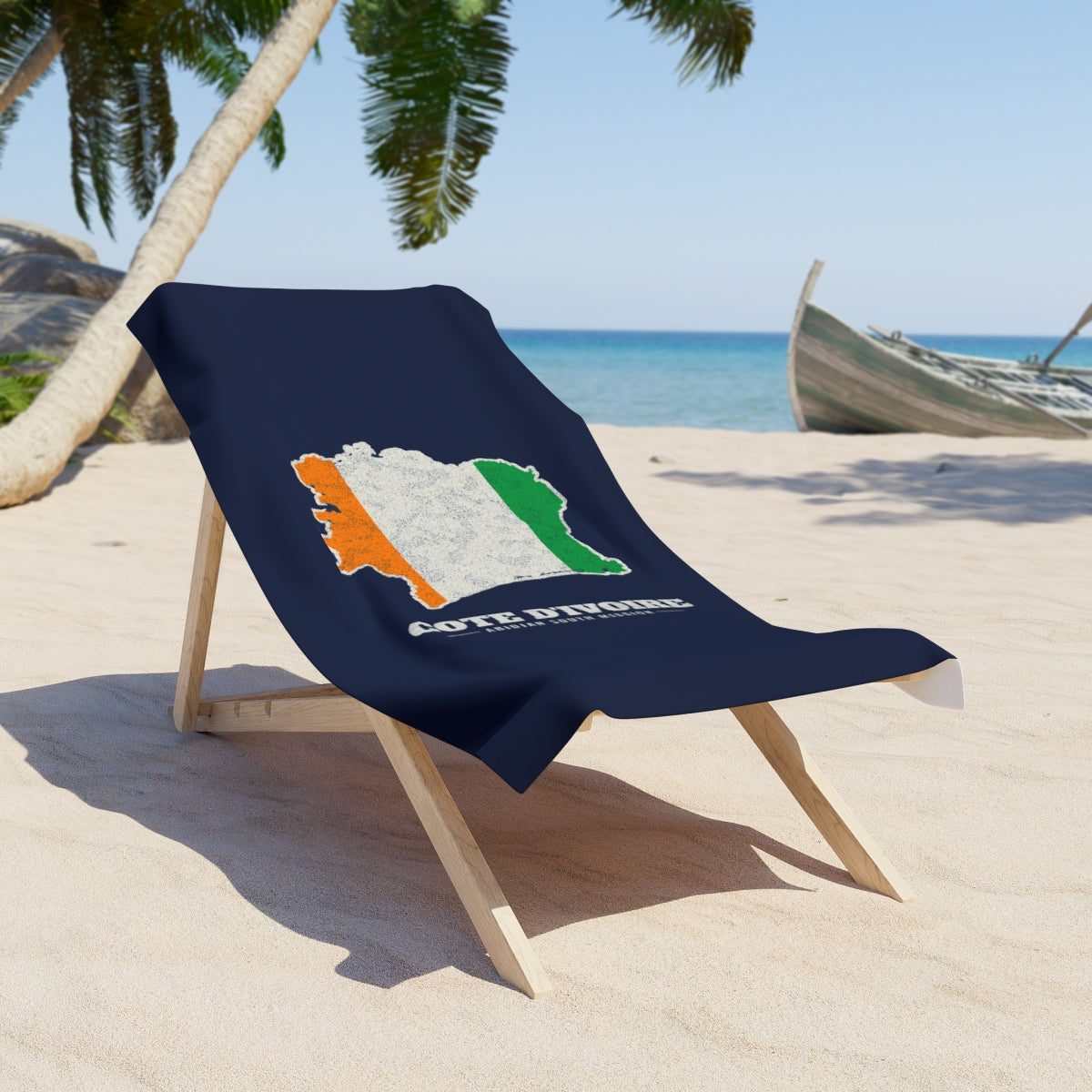Cote d'Ivoire Abidjan South Mission flag map beach towel by Weak Things