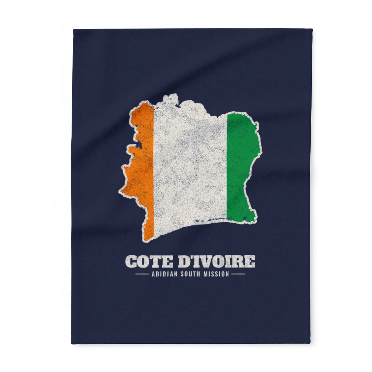 Cote d'Ivoire Abidjan South Mission flag map fleece blanket by Weak Things