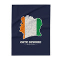 Cote d'Ivoire Daloa Mission flag map fleece blanket by Weak Things