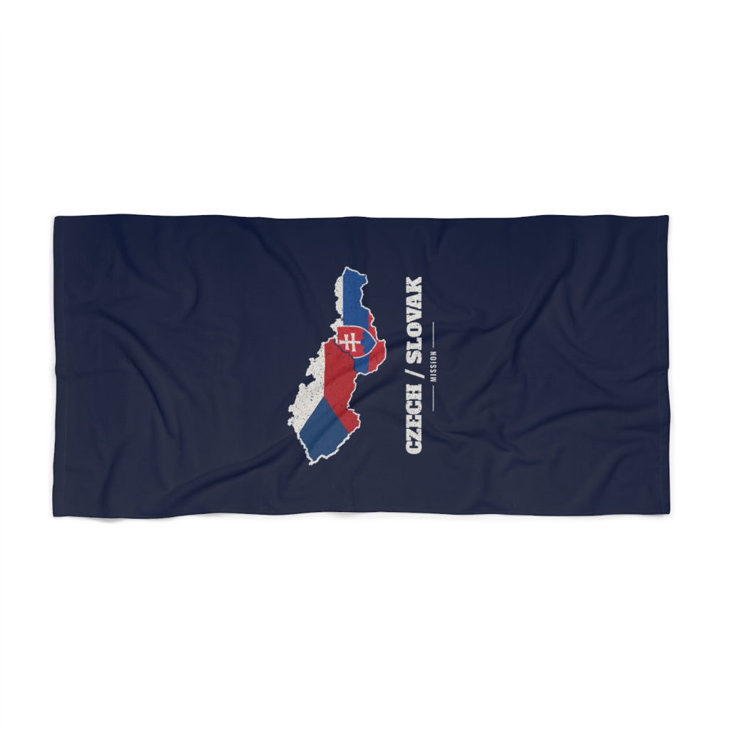 Czech/Slovak Mission flag map beach towel by Weak Things view 2